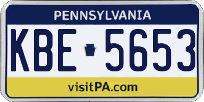 PA license plate KBE5653