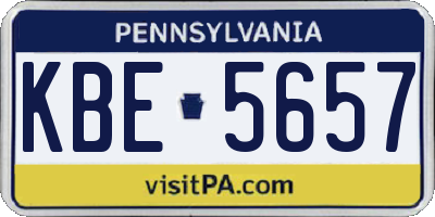 PA license plate KBE5657