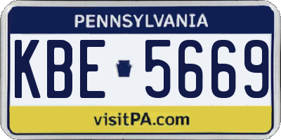 PA license plate KBE5669