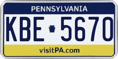 PA license plate KBE5670