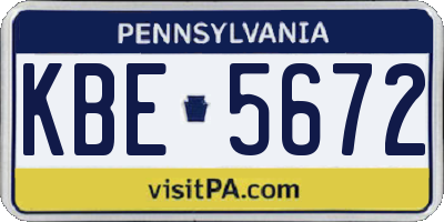 PA license plate KBE5672