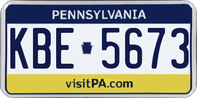 PA license plate KBE5673