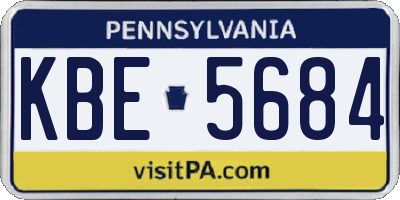 PA license plate KBE5684