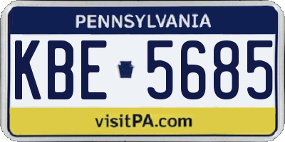 PA license plate KBE5685