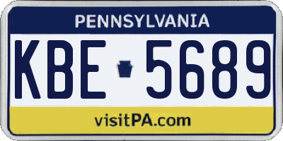 PA license plate KBE5689