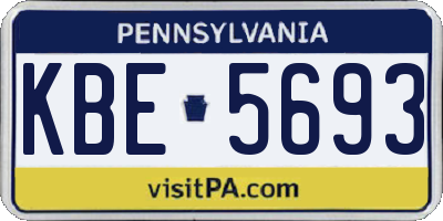 PA license plate KBE5693