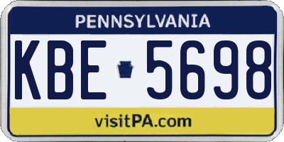 PA license plate KBE5698