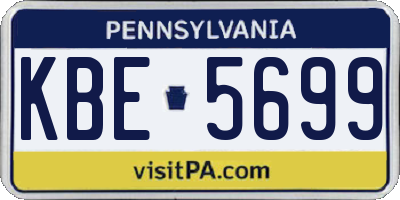 PA license plate KBE5699