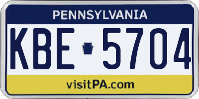 PA license plate KBE5704
