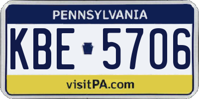 PA license plate KBE5706