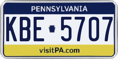 PA license plate KBE5707