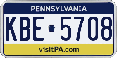 PA license plate KBE5708