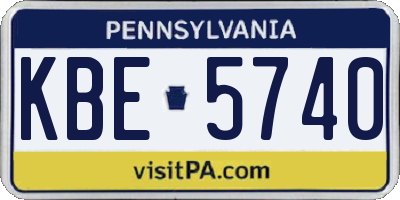 PA license plate KBE5740