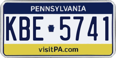 PA license plate KBE5741