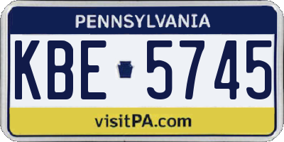 PA license plate KBE5745
