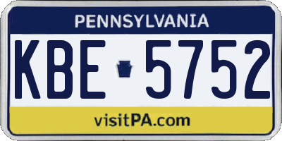 PA license plate KBE5752