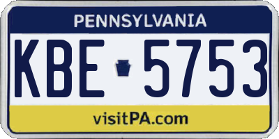 PA license plate KBE5753