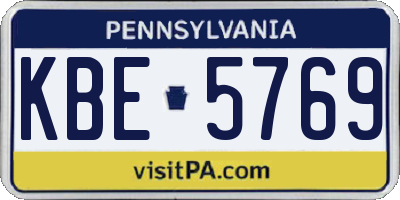 PA license plate KBE5769