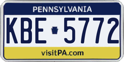 PA license plate KBE5772