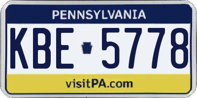 PA license plate KBE5778