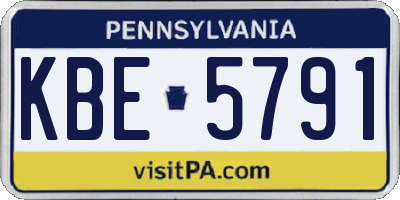 PA license plate KBE5791