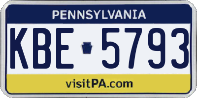 PA license plate KBE5793