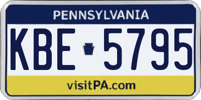 PA license plate KBE5795