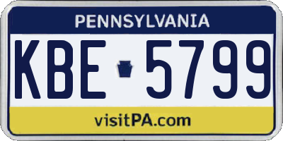 PA license plate KBE5799