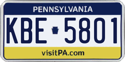 PA license plate KBE5801