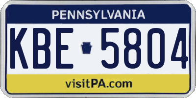 PA license plate KBE5804