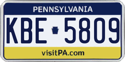 PA license plate KBE5809