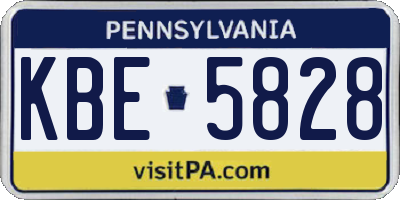PA license plate KBE5828