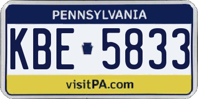PA license plate KBE5833