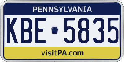 PA license plate KBE5835