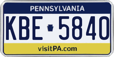 PA license plate KBE5840