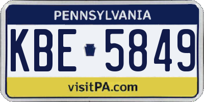 PA license plate KBE5849