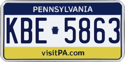 PA license plate KBE5863