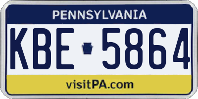 PA license plate KBE5864