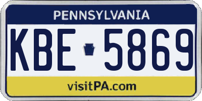 PA license plate KBE5869