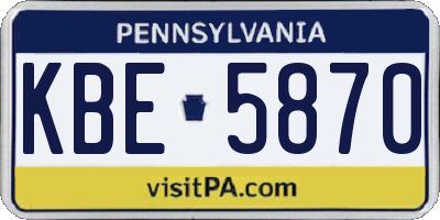 PA license plate KBE5870