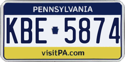 PA license plate KBE5874