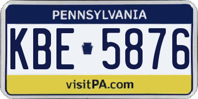 PA license plate KBE5876