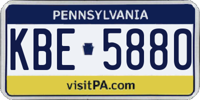 PA license plate KBE5880