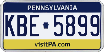 PA license plate KBE5899