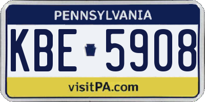 PA license plate KBE5908