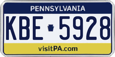 PA license plate KBE5928