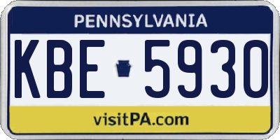 PA license plate KBE5930