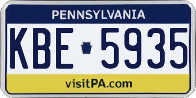 PA license plate KBE5935