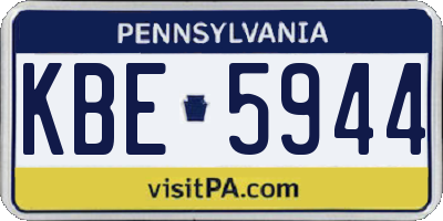 PA license plate KBE5944