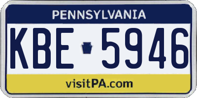 PA license plate KBE5946
